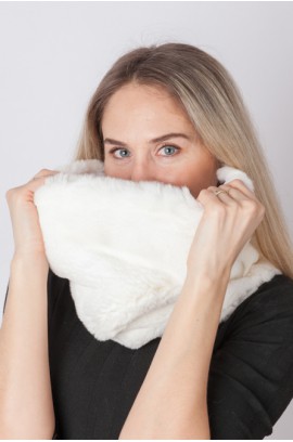 White rex rabbit fur neck warmer